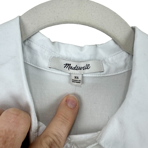 NWT Madewell Signature Poplin Hartfield Crop Button Down Shirt Eyelet White XS - Picture 3 of 7